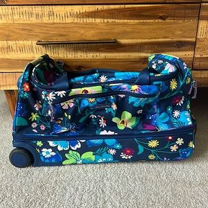 Good As New Vera Bradley Rolling Duffel Bag in Retired Firefly Garden Pattern